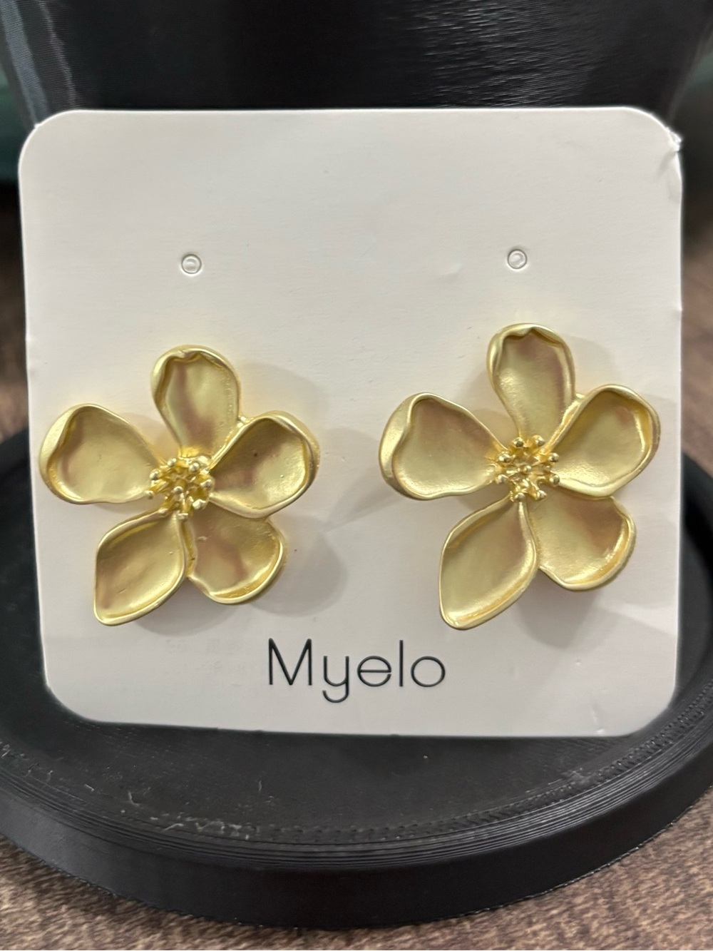 Myelo Goldtone Flower Stud Earrings